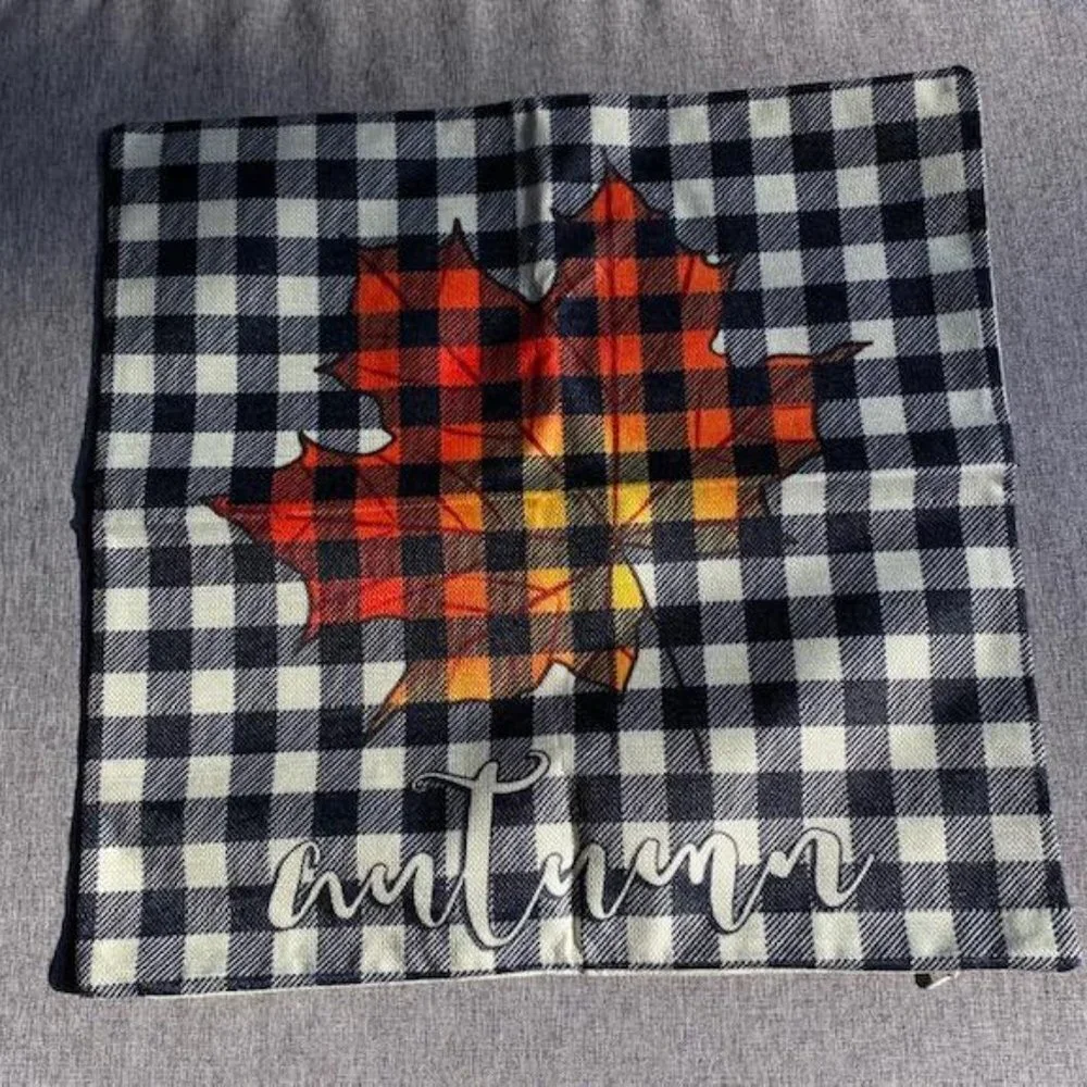 4 Pack Fall Black White Buffalo Plaids Pumpkin Pillow Covers 18